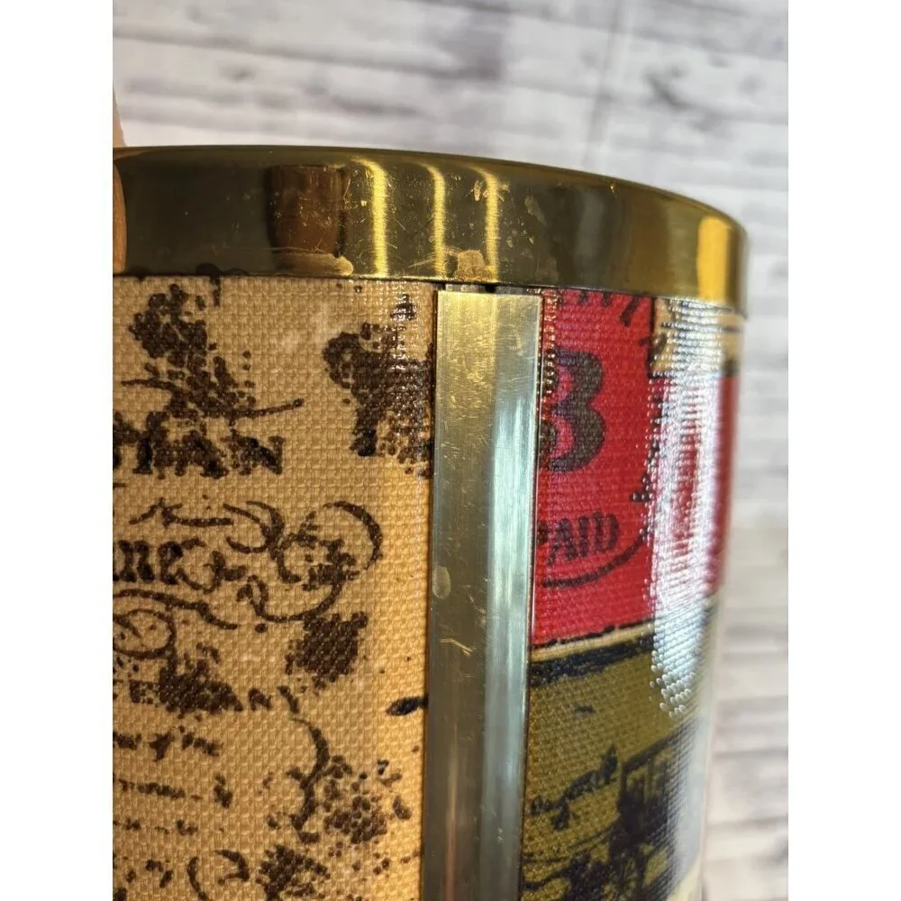 Vintage Serv-Master Creations Ice Bucket Gold Brass Tone Barware MCM Mid Century